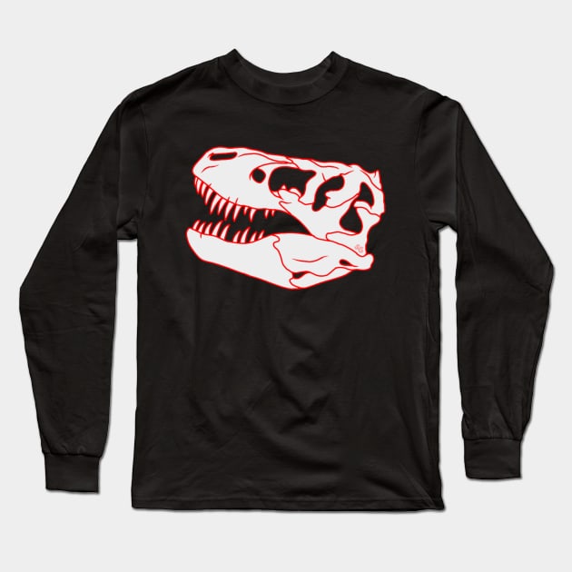 T. rex Skull Long Sleeve T-Shirt by saradrawspaleo